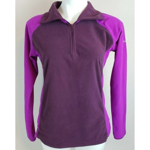 Purple 2 Tone Columbia 1/4 Zip Fleece Jacket Long Sleeved Top M EUC - Picture 1 of 3